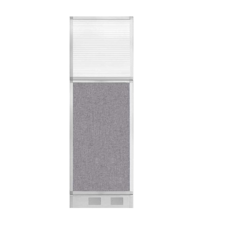 Versare Hush Panel Cubicle Partition 2' x 6' Cloud Gray Fabric Clear Fluted Window w/ Cable Channel 1856208-1